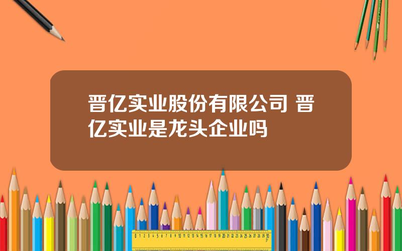 晋亿实业股份有限公司 晋亿实业是龙头企业吗